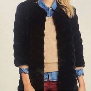 Sam Edelman Chevron Faux Fur Coat – Black – Size S
